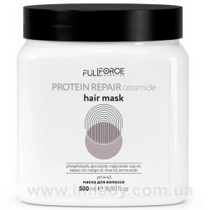Відновлююча протеїнова маска для волосся Full Force protein repair ceramide system 500 мл